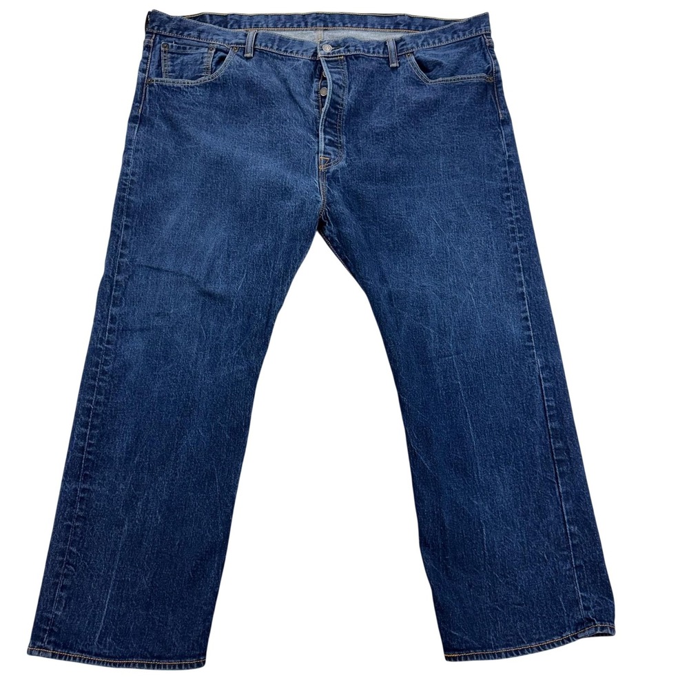 Levis 501 Jeans Mens 50 Blue Medium Button Fly Straight Denim Big Tall 48x27